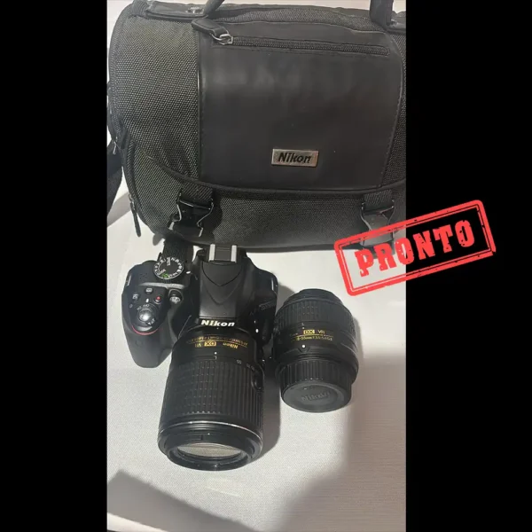 Nikon D3300 DX-format DSLR Kit w/0.709-2.165 in DX VR II & 2.165-7.874 in DX VR II Zoom Lentes y estuche (negro)